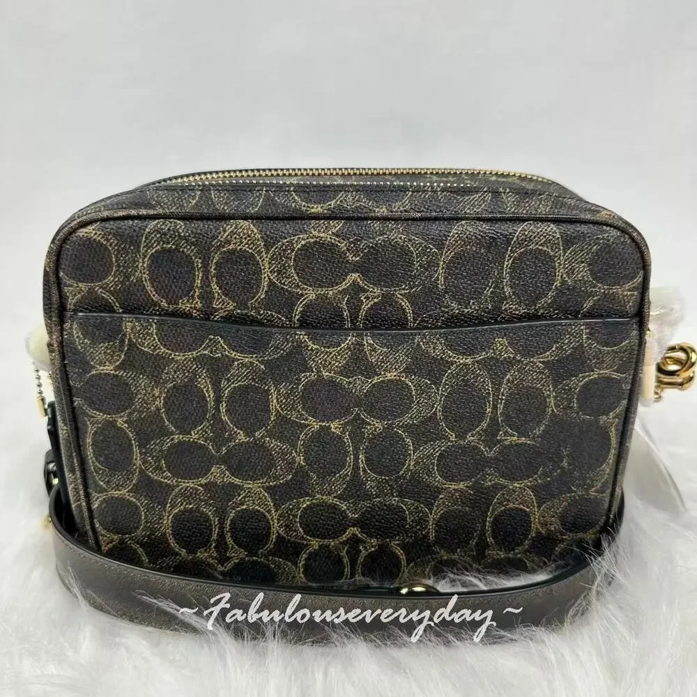 Coach Carey Crossbody Bag In Loved Signature Canvas With Charms Brown CEK68 NWT - Picture 5 of 10